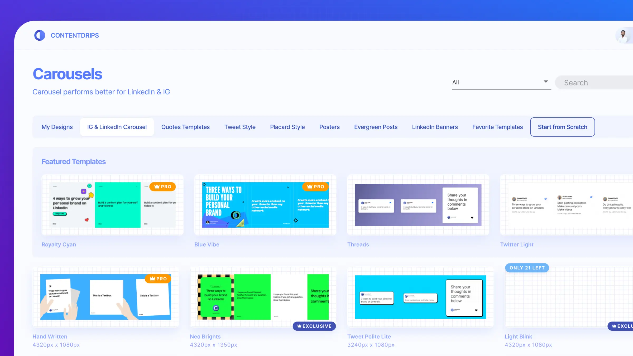 linkedin carousel templates library